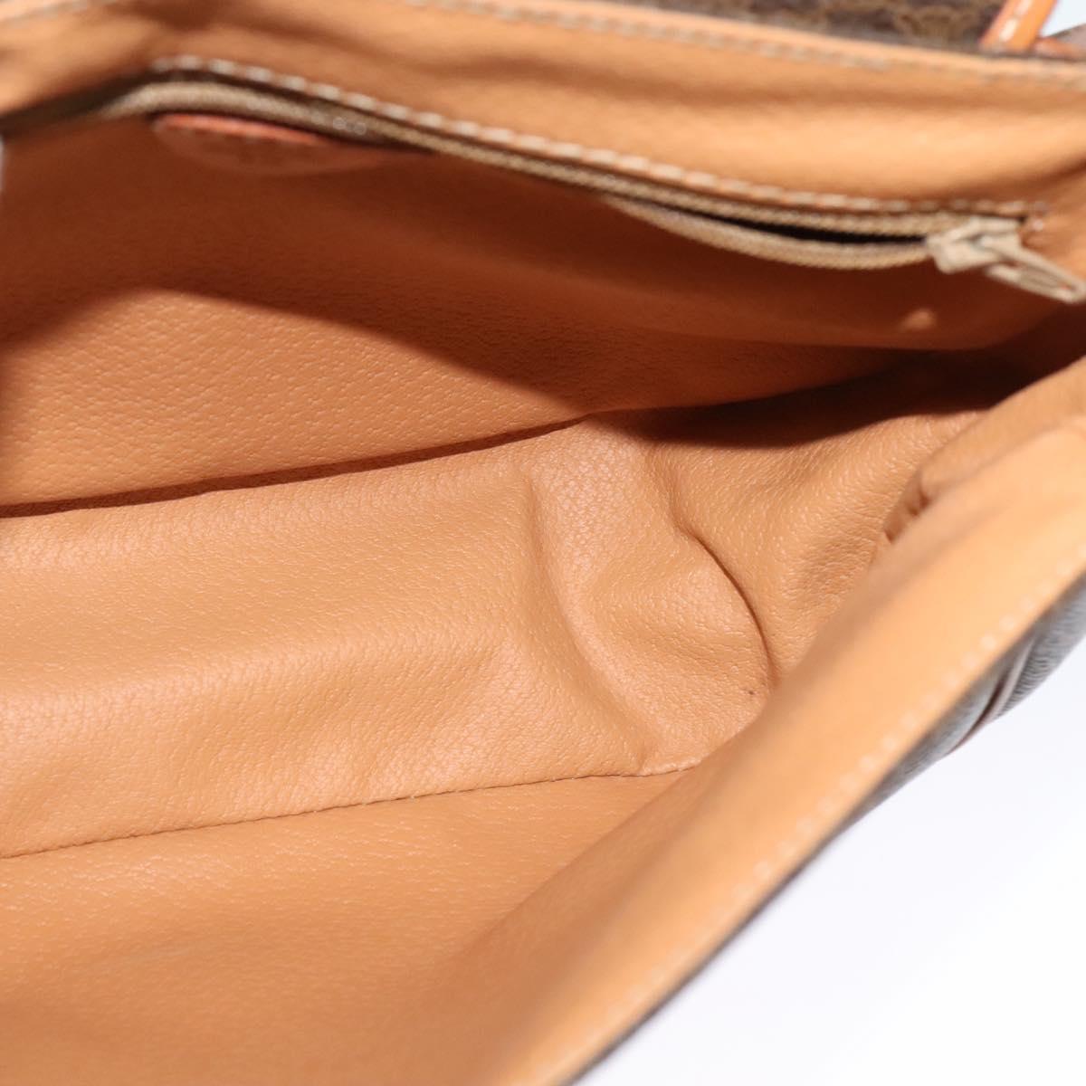 CELINE Macadam Canvas Shoulder Bag PVC Leather Brown Gold Auth 122373