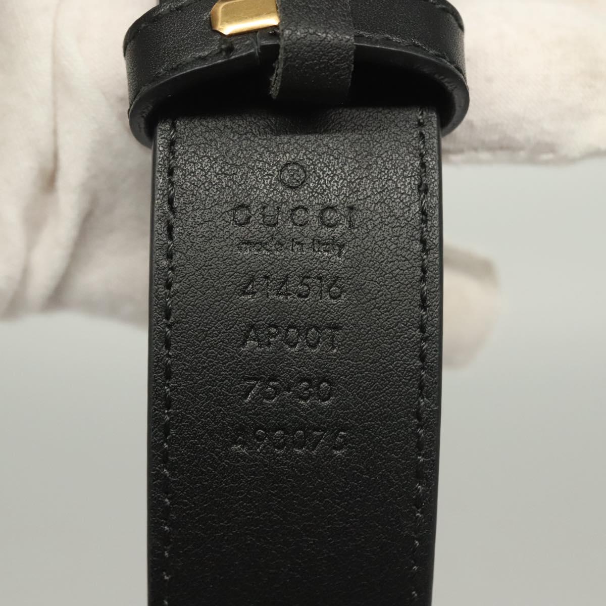 GUCCI GG Marmont Belt Leather 33.5"" Black Gold 414516 Auth 122376