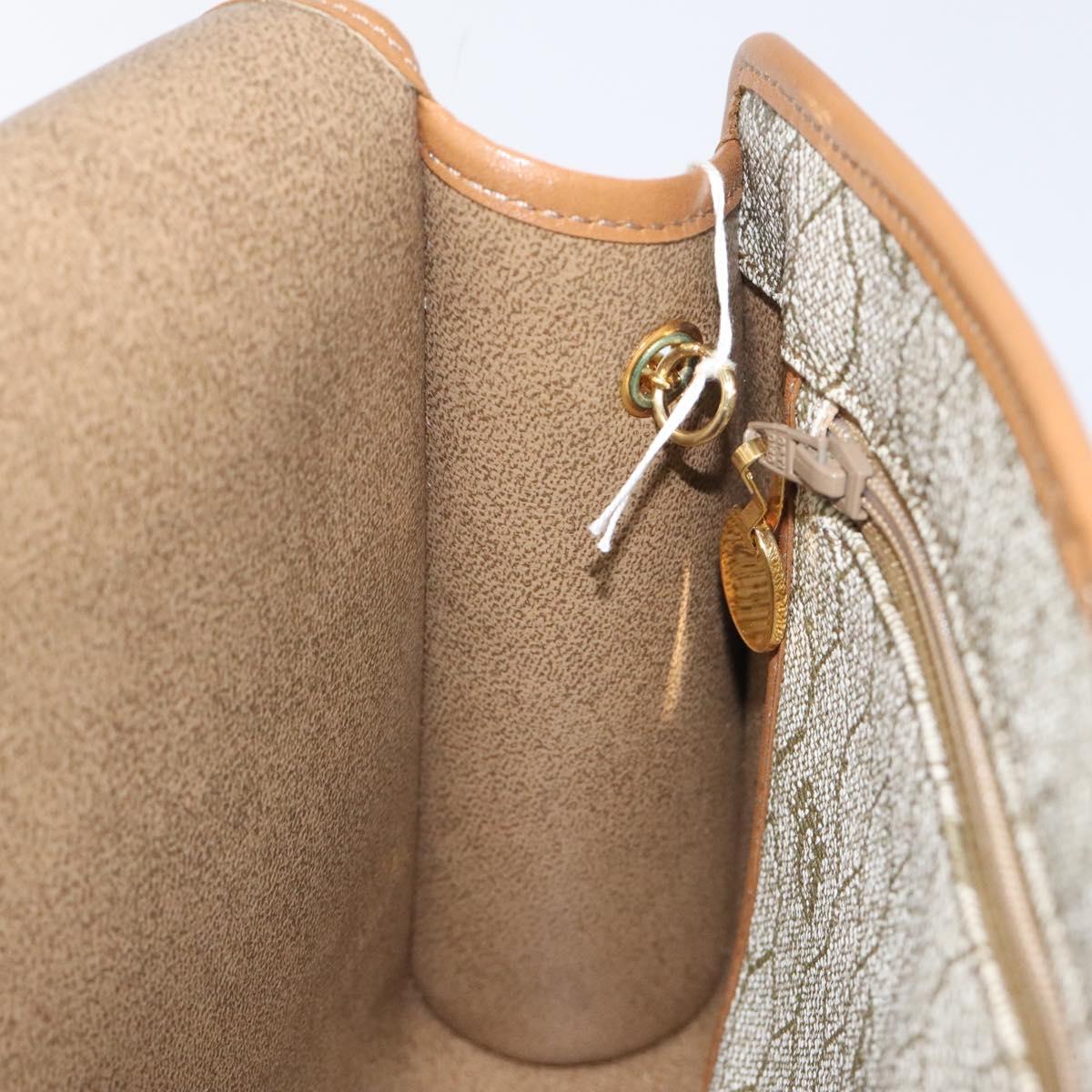 Christian Dior Honeycomb Canvas Chain Bag PVC Leather Beige Gold Auth 122377