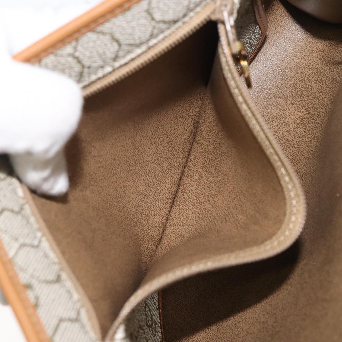 Christian Dior Honeycomb Canvas Chain Bag PVC Leather Beige Gold Auth 122377