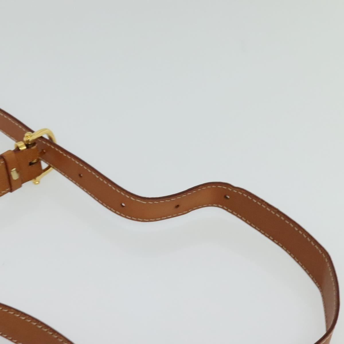 CELINE Macadam Canvas Shoulder Bag PVC Leather Brown Gold Auth 122382