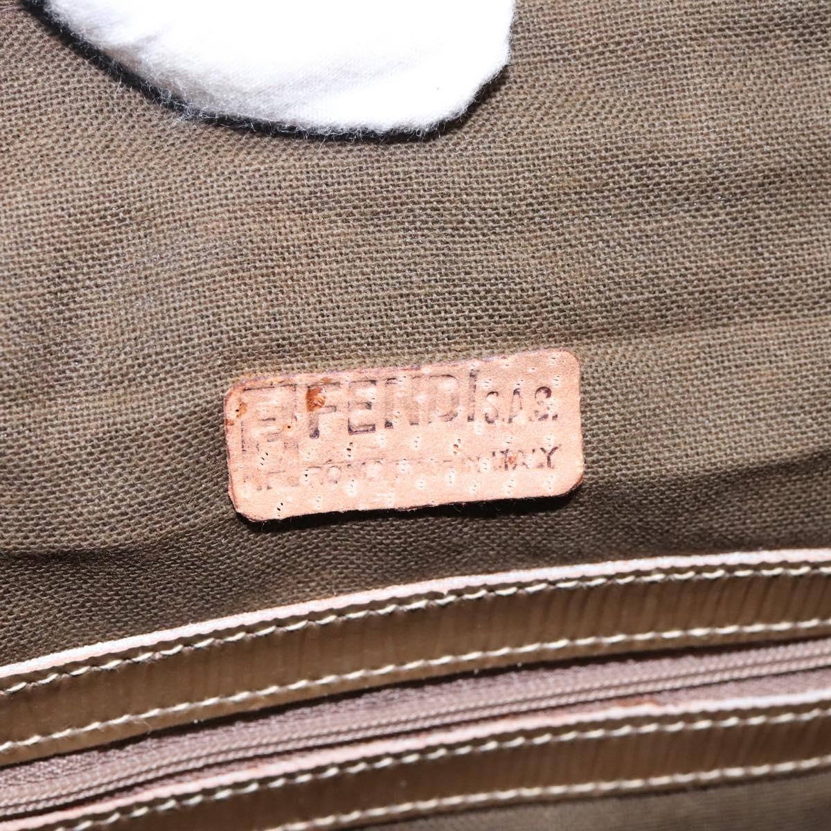 FENDI Zucchino Canvas Boston Bag Vintage Gold Beige Auth 122399