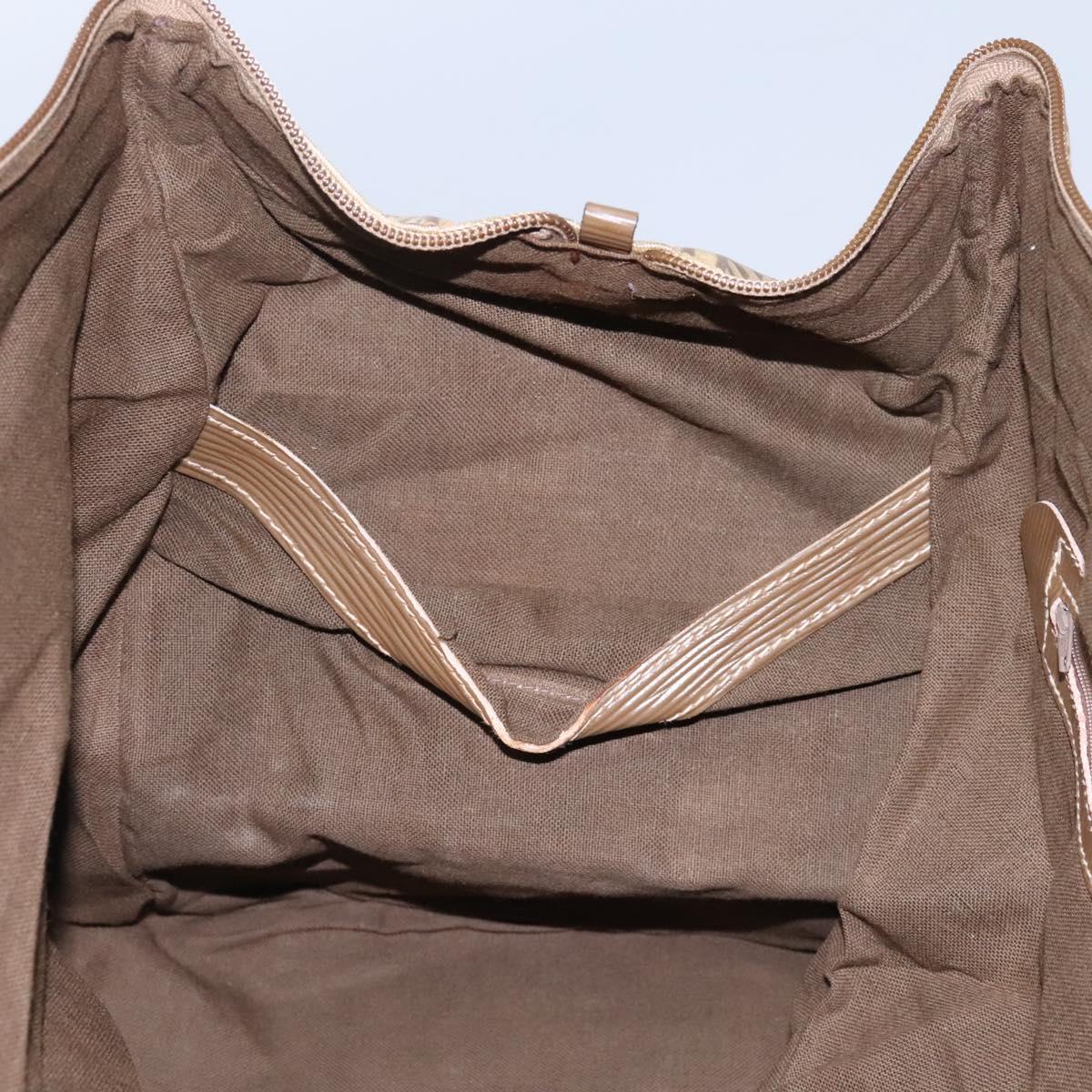 FENDI Zucchino Canvas Boston Bag Vintage Gold Beige Auth 122399