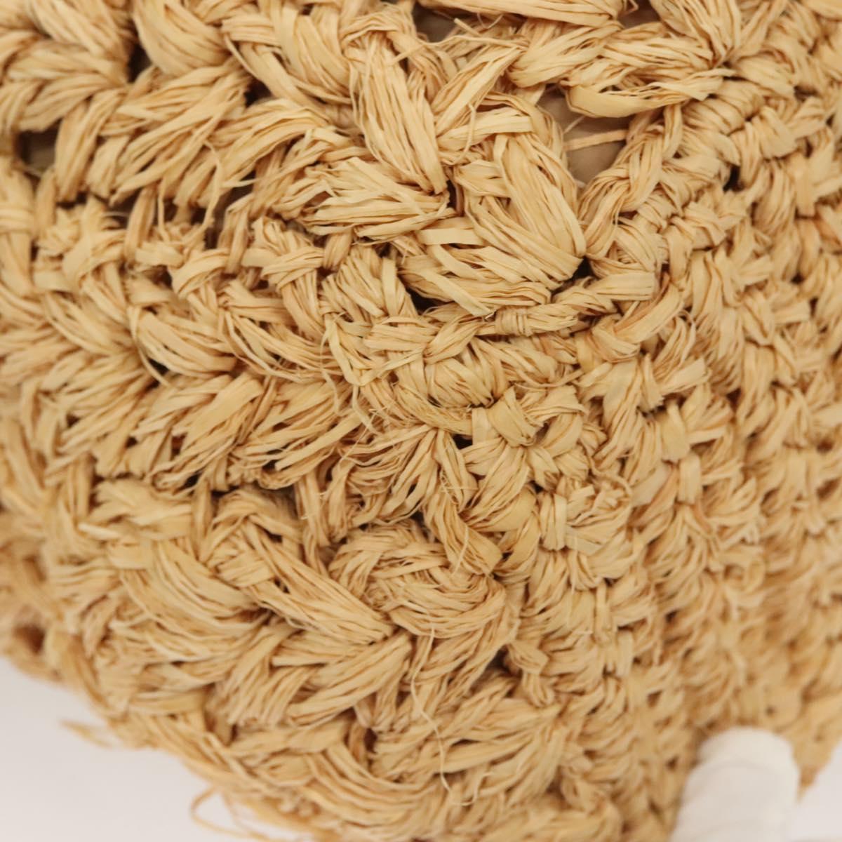 CHANEL Shoulder Bag Raffia Beige Gold CC Auth 122425V