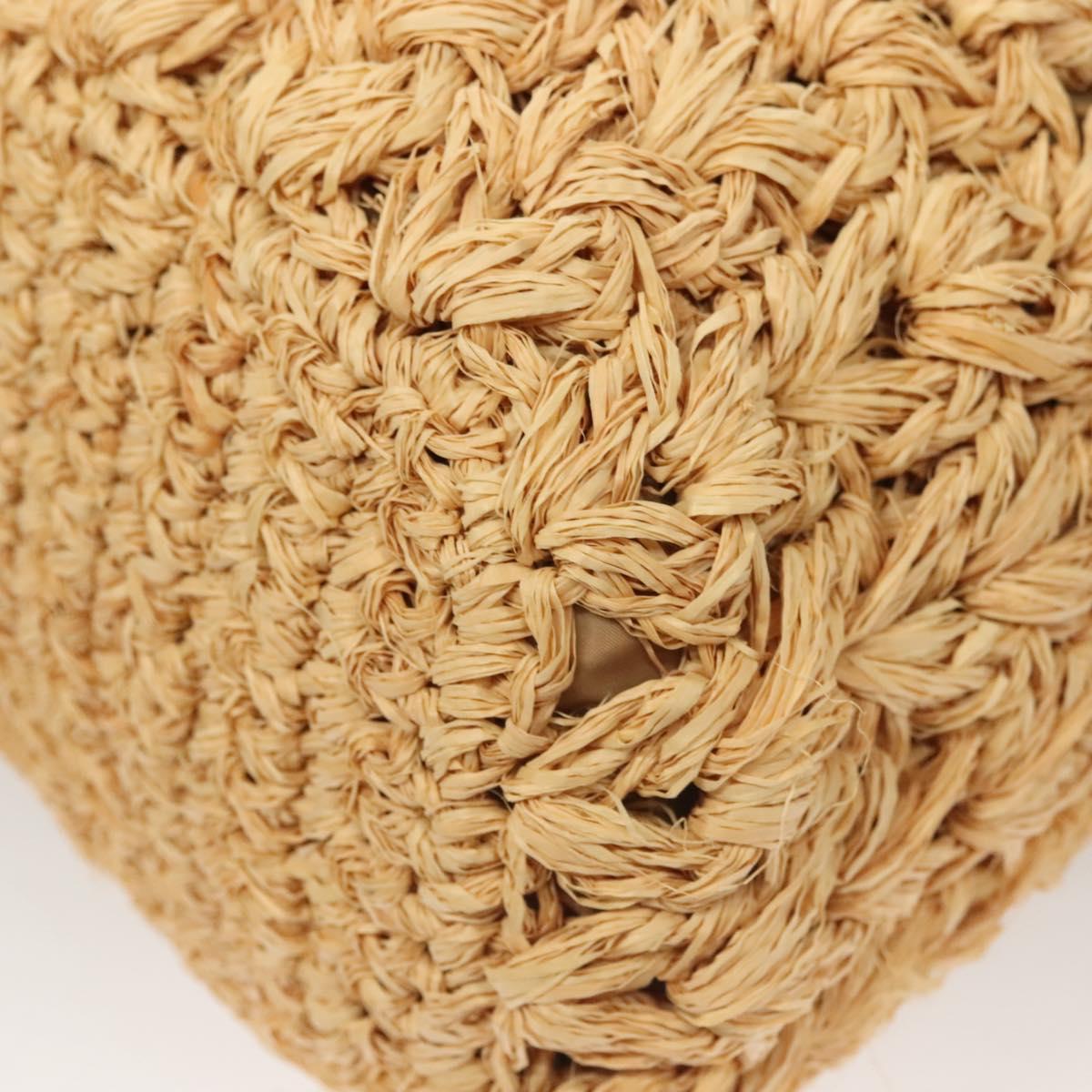 CHANEL Shoulder Bag Raffia Beige Gold CC Auth 122425V