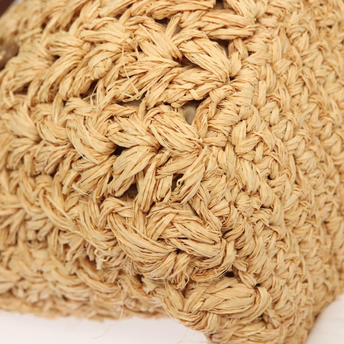 CHANEL Shoulder Bag Raffia Beige Gold CC Auth 122425V
