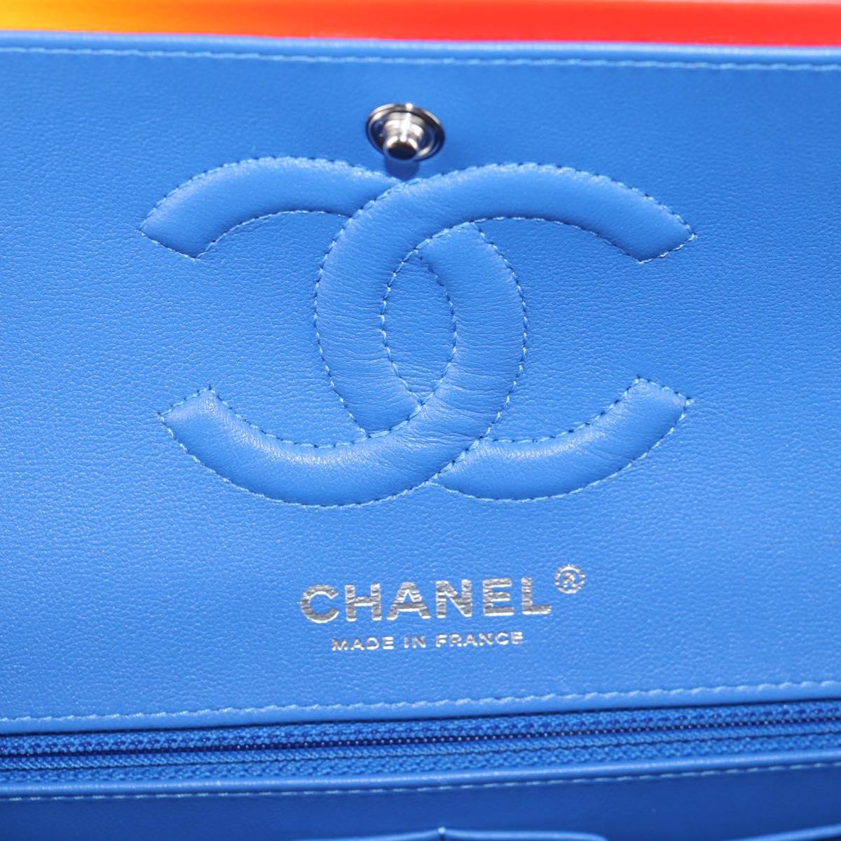 CHANEL Matelasse Chain Shoulder Bag Lamb Skin Rainbow CC Auth 122426SM