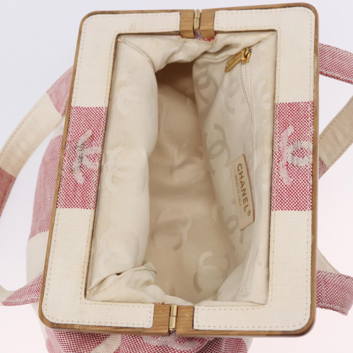 CHANEL Hand Bag Canvas Beige Gold CC Auth 122428V