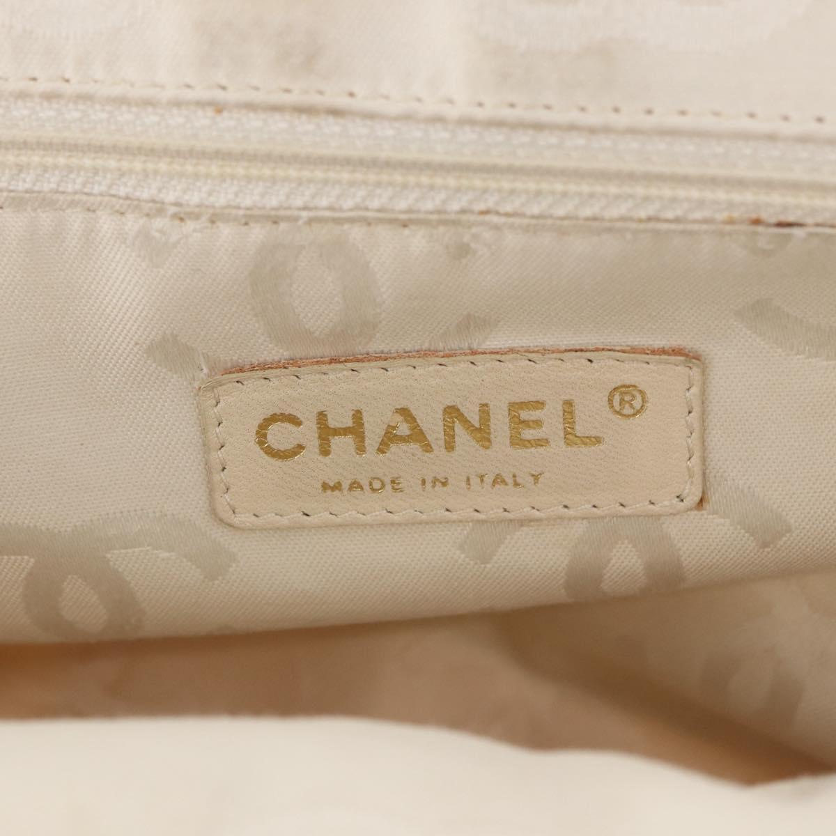 CHANEL Hand Bag Canvas Beige Gold CC Auth 122428V