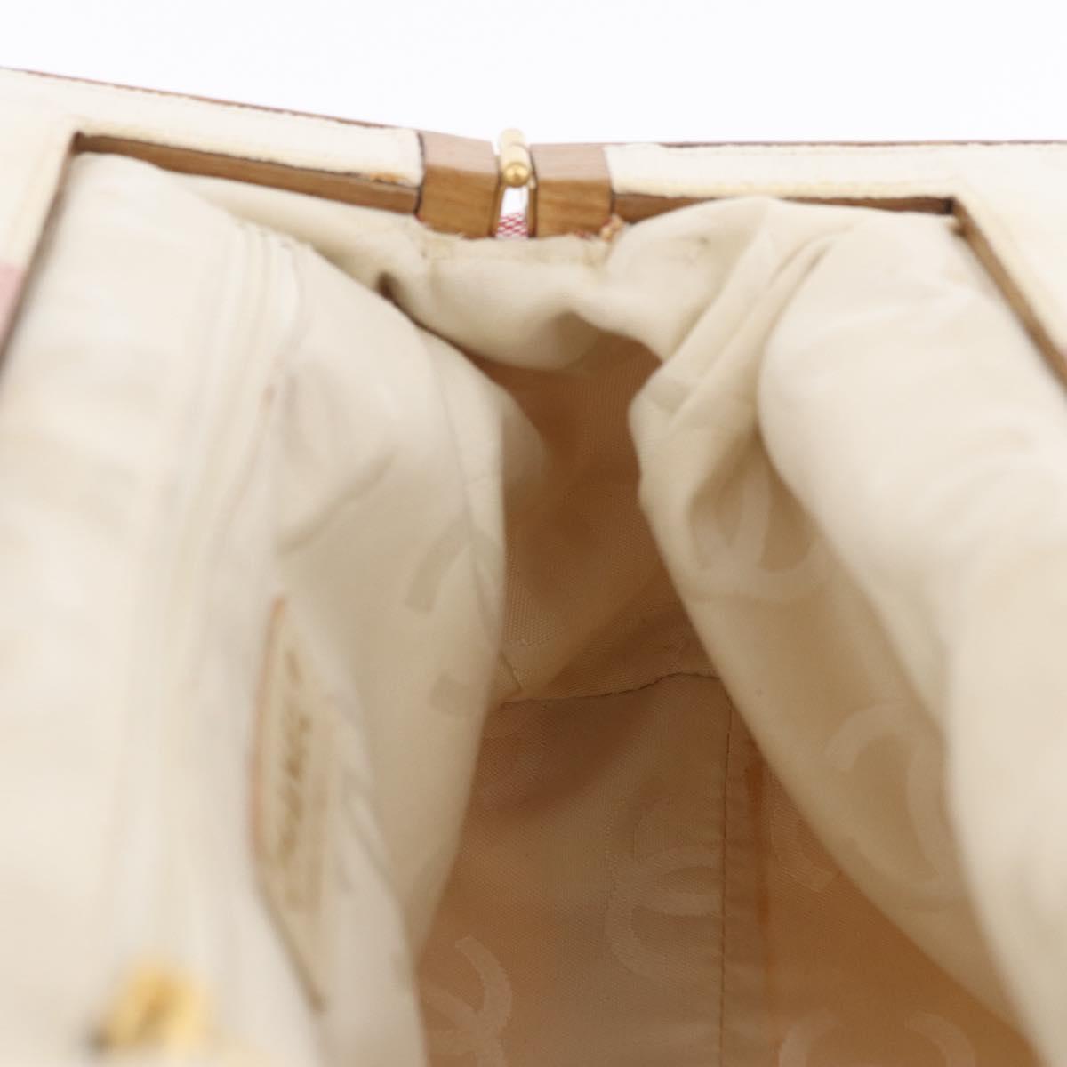 CHANEL Hand Bag Canvas Beige Gold CC Auth 122428V
