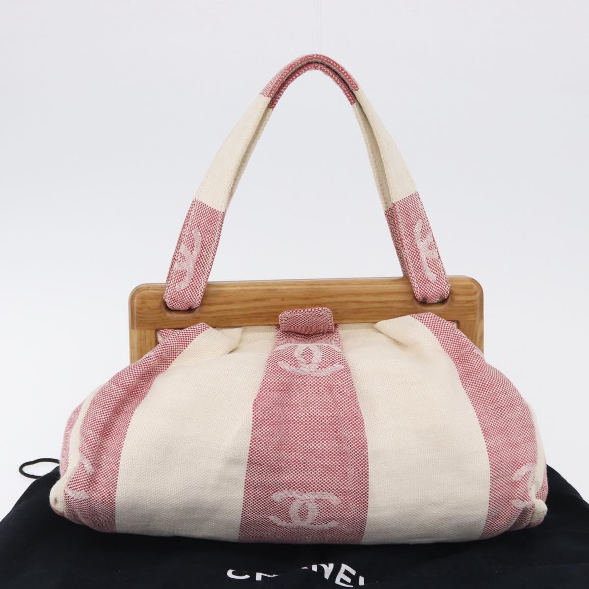CHANEL Hand Bag Canvas Beige Gold CC Auth 122428V