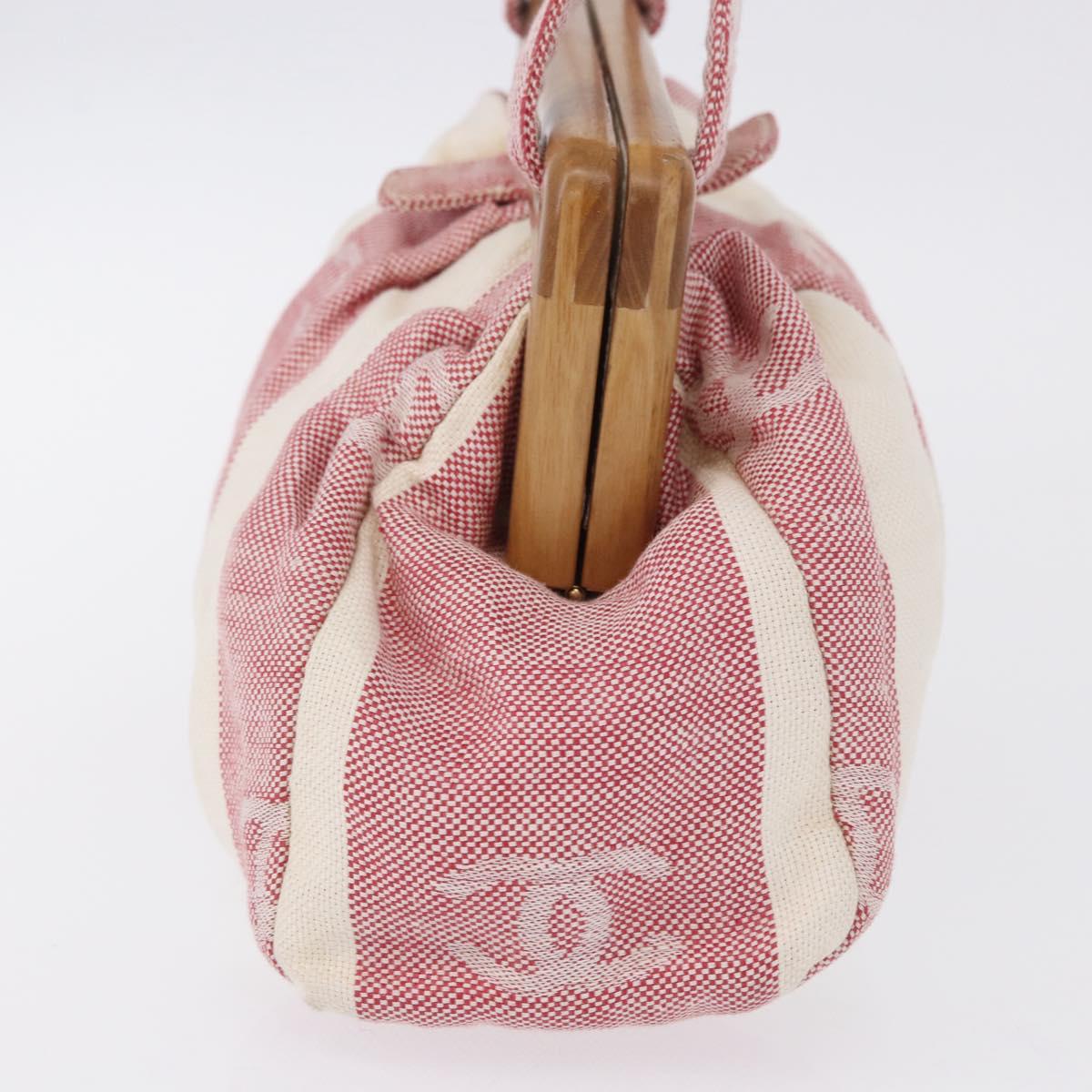 CHANEL Hand Bag Canvas Beige Gold CC Auth 122428V