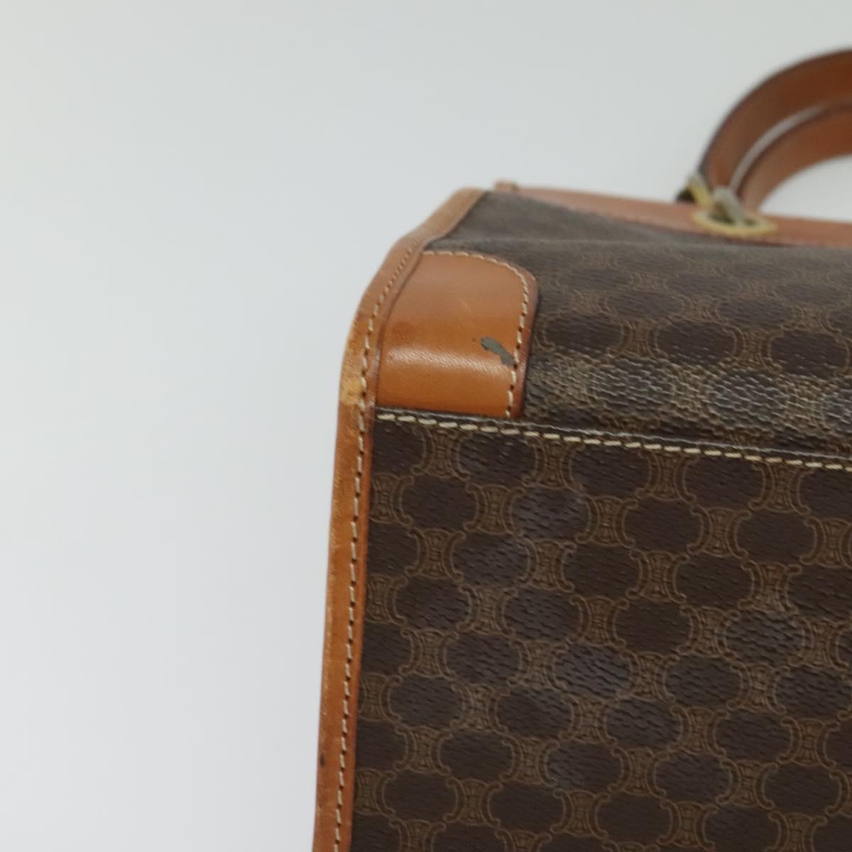 CELINE Macadam Canvas Hand Bag PVC Leather Brown Gold Auth 122440