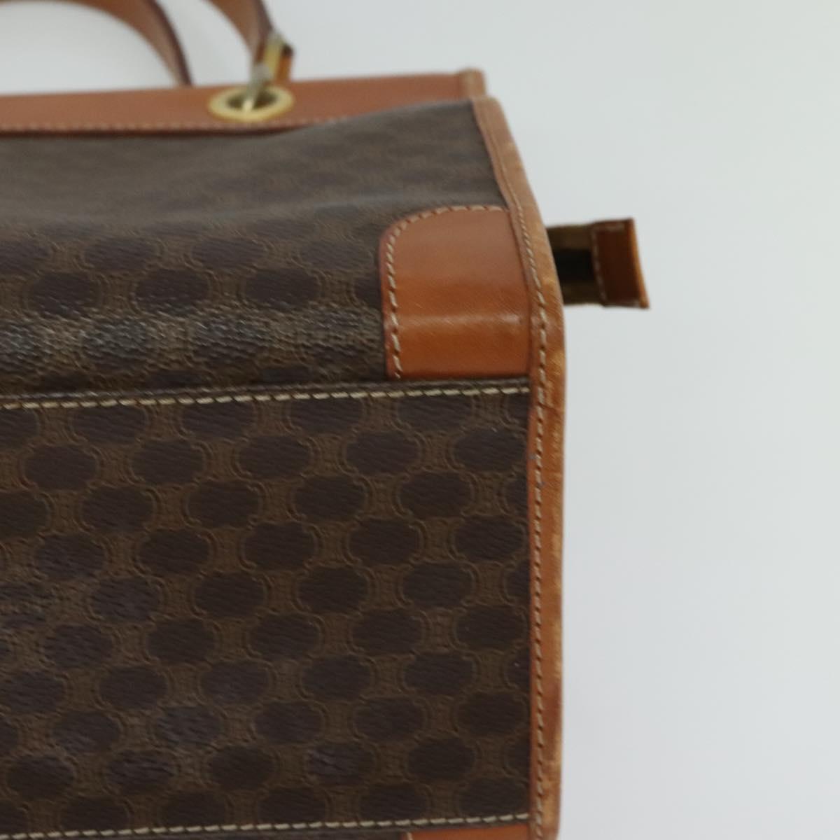 CELINE Macadam Canvas Hand Bag PVC Leather Brown Gold Auth 122440