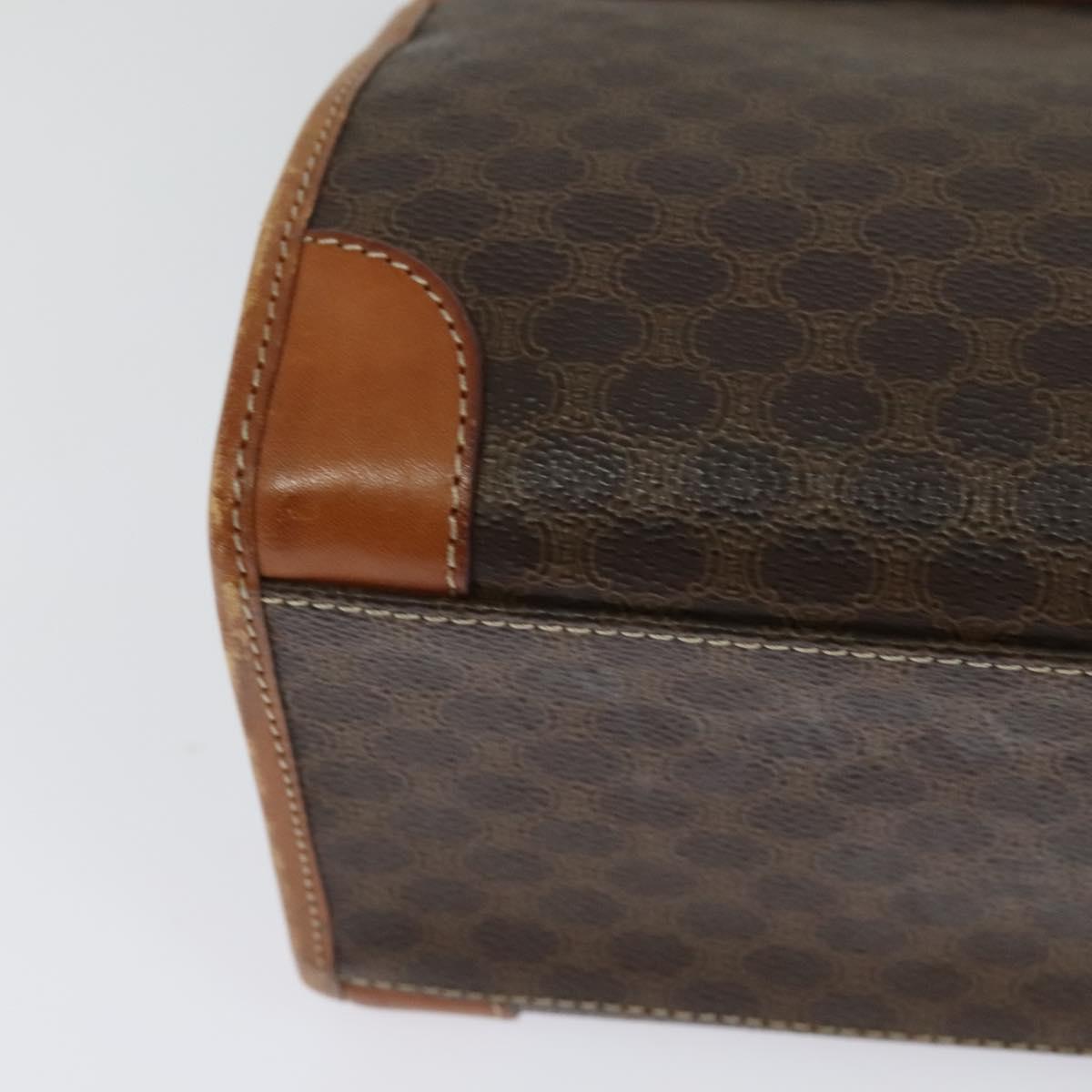 CELINE Macadam Canvas Hand Bag PVC Leather Brown Gold Auth 122440