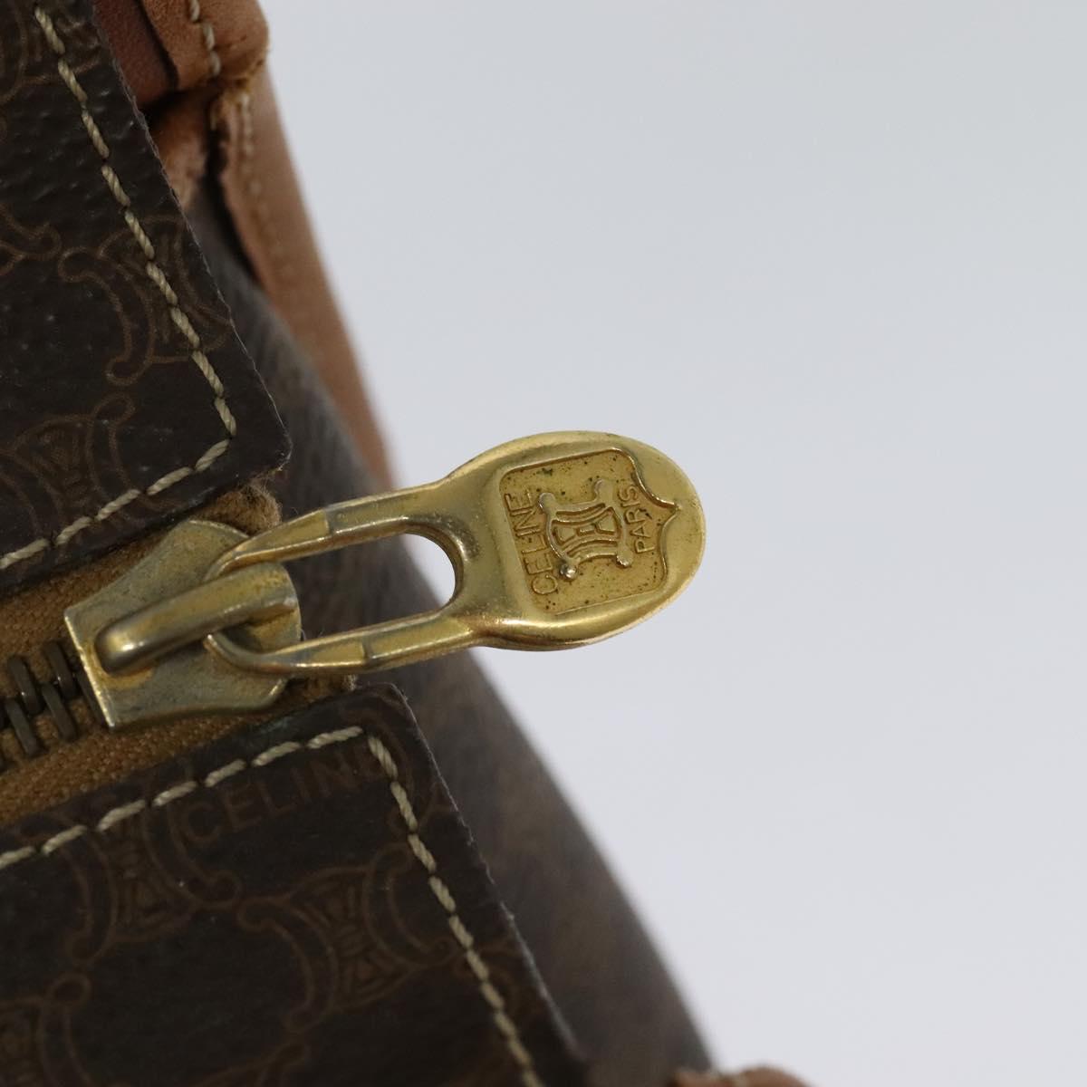 CELINE Macadam Canvas Hand Bag PVC Leather Brown Gold Auth 122440