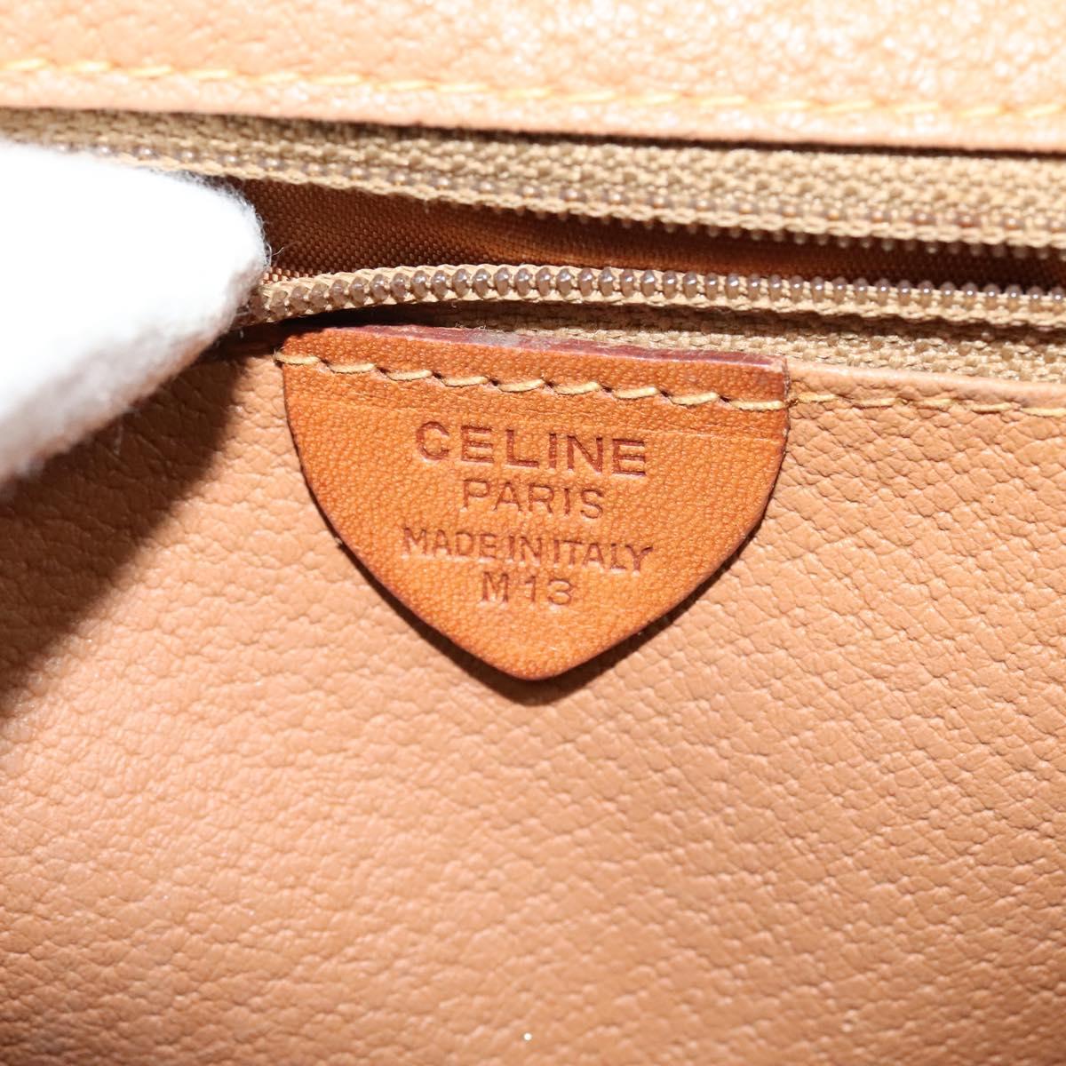 CELINE Macadam Canvas Hand Bag PVC Leather Brown Gold Auth 122440