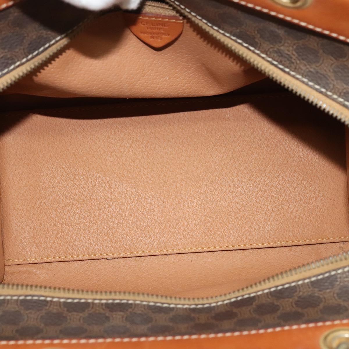 CELINE Macadam Canvas Hand Bag PVC Leather Brown Gold Auth 122440