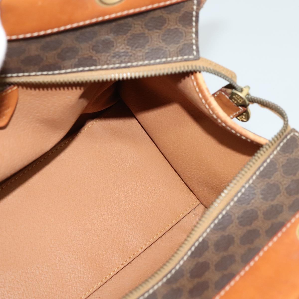 CELINE Macadam Canvas Hand Bag PVC Leather Brown Gold Auth 122440