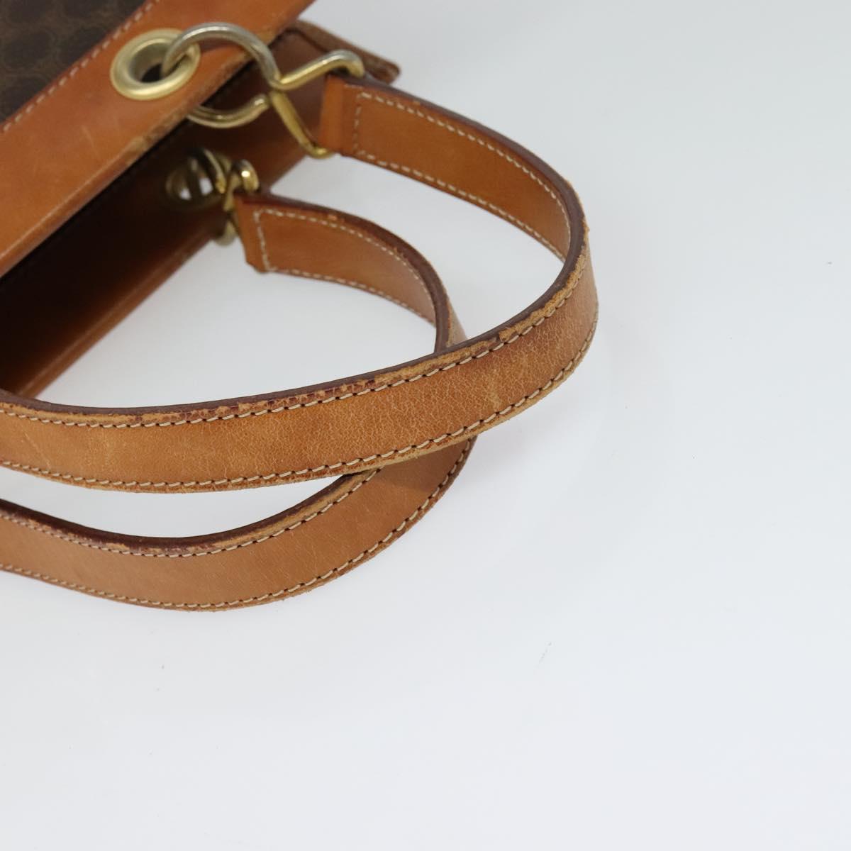 CELINE Macadam Canvas Hand Bag PVC Leather Brown Gold Auth 122440