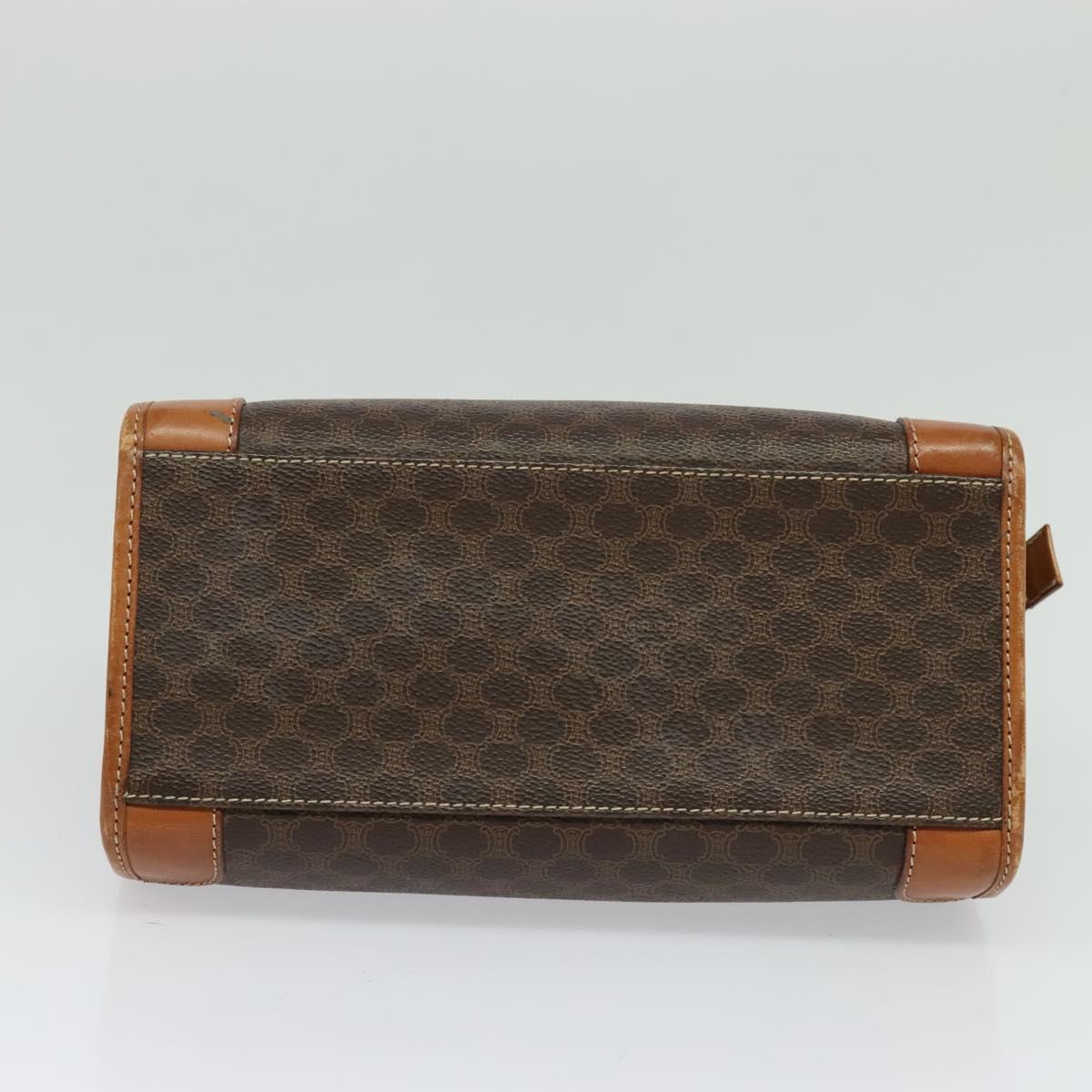 CELINE Macadam Canvas Hand Bag PVC Leather Brown Gold Auth 122440