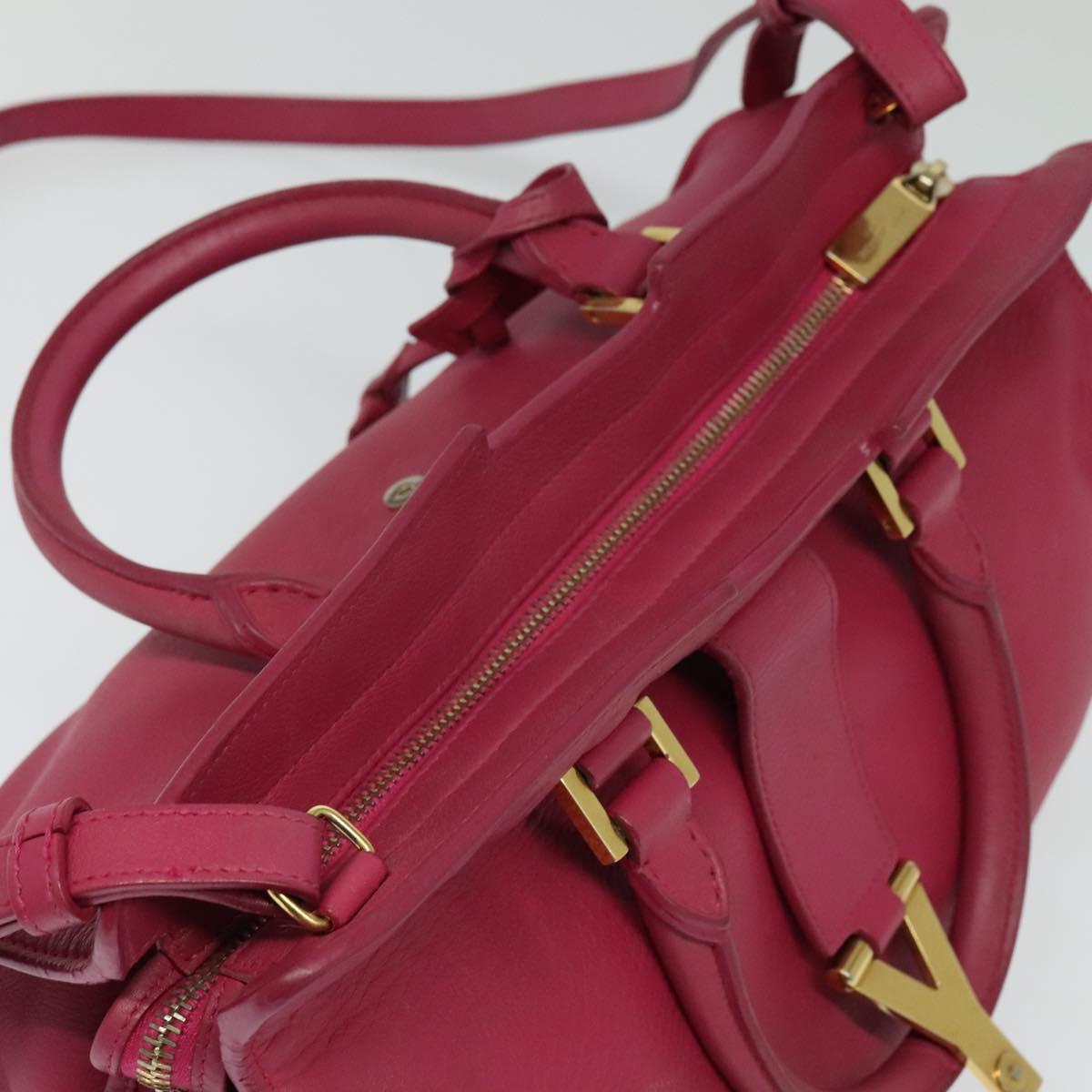 SAINT LAURENT Petit Cabas Hand Bag Leather 2way Pink Gold 311210 Auth 122446