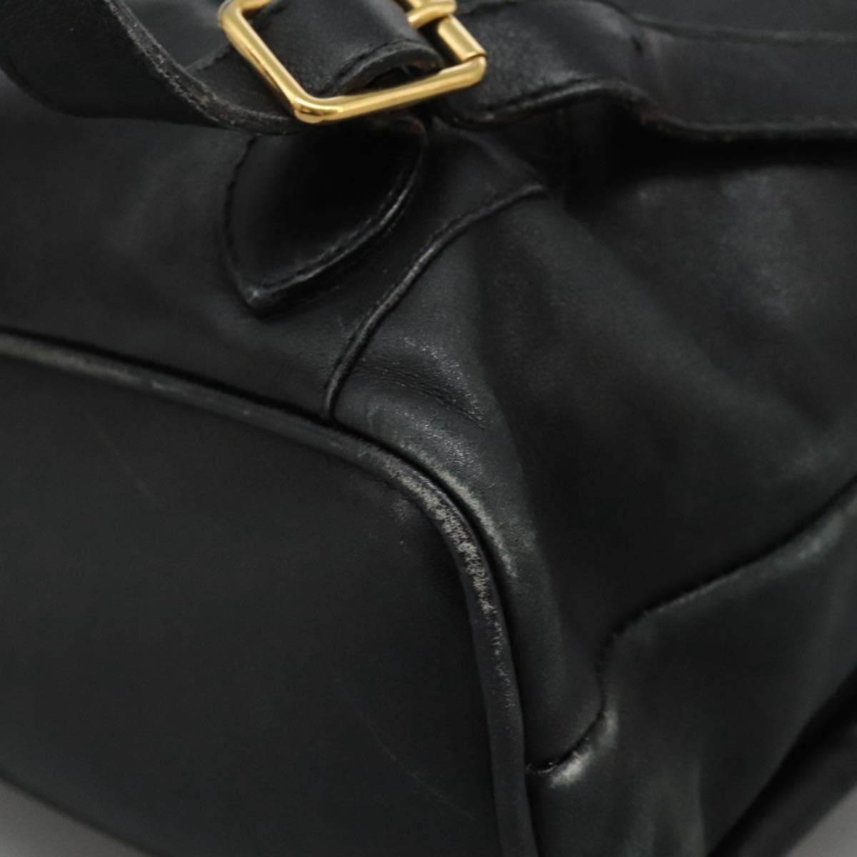 GUCCI Bamboo Backpack Leather Black Gold 003 2058 0016 Auth 122470