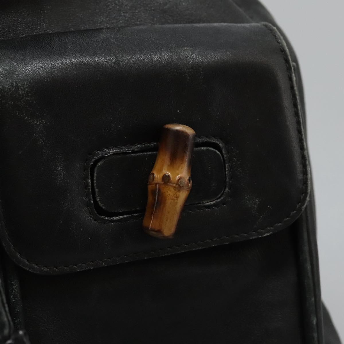 GUCCI Bamboo Backpack Leather Black Gold 003 2058 0016 Auth 122470