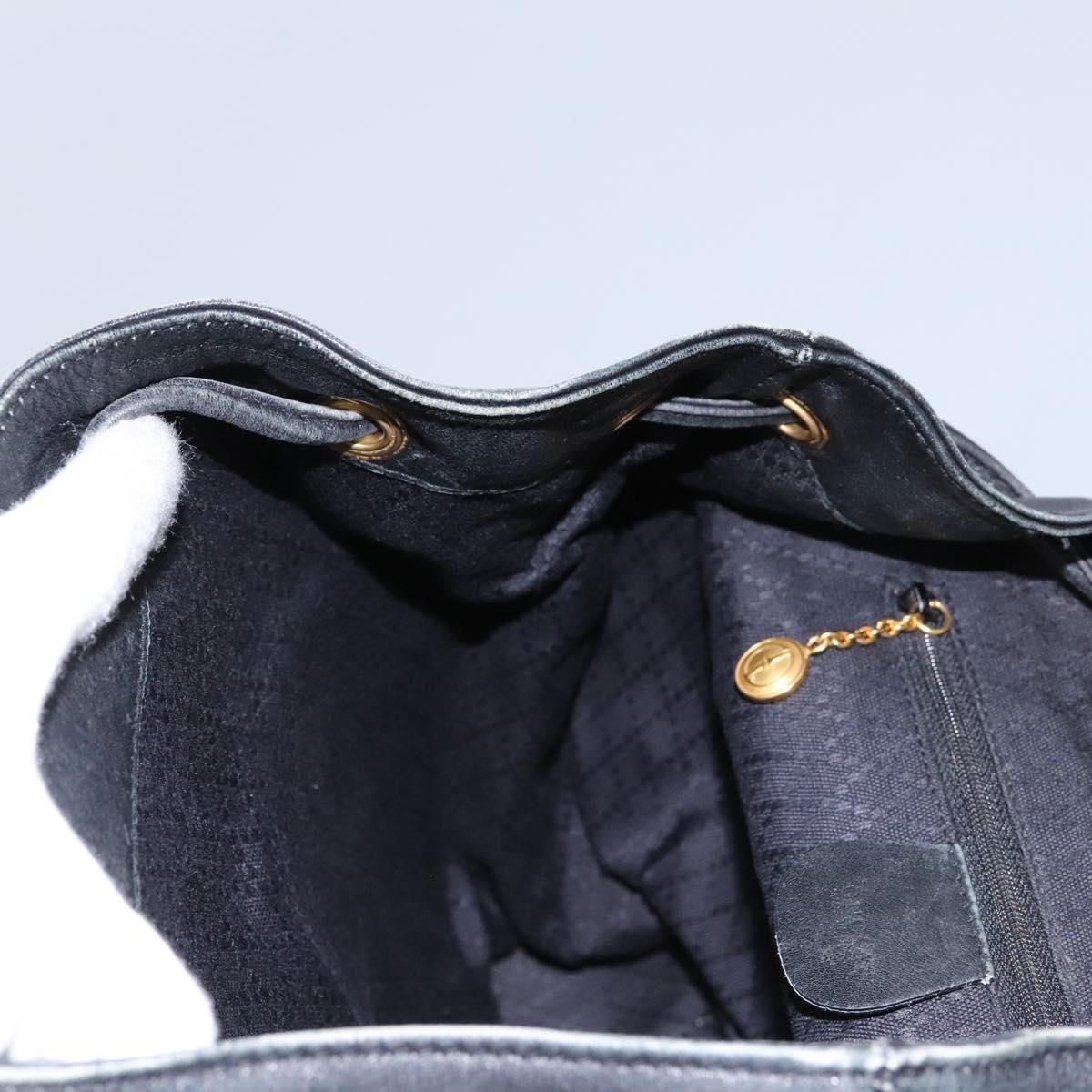 GUCCI Bamboo Backpack Leather Black Gold 003 2058 0016 Auth 122470