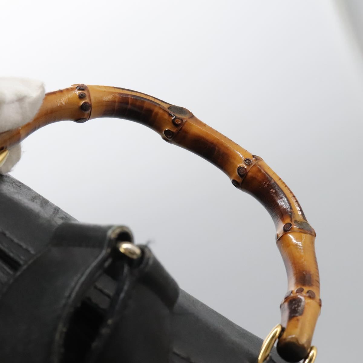 GUCCI Bamboo Backpack Leather Black Gold 003 2058 0016 Auth 122470