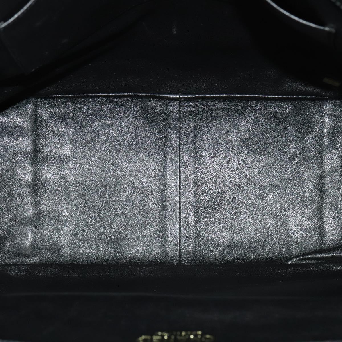 CHANEL Chain Tote Bag Cotton Black Gold CC Auth 122490