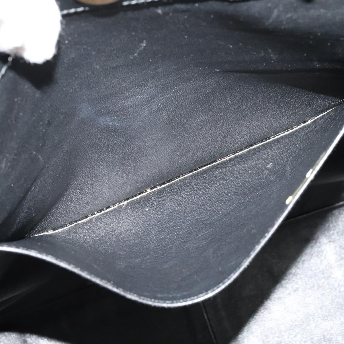 CHANEL Chain Tote Bag Cotton Black Gold CC Auth 122490