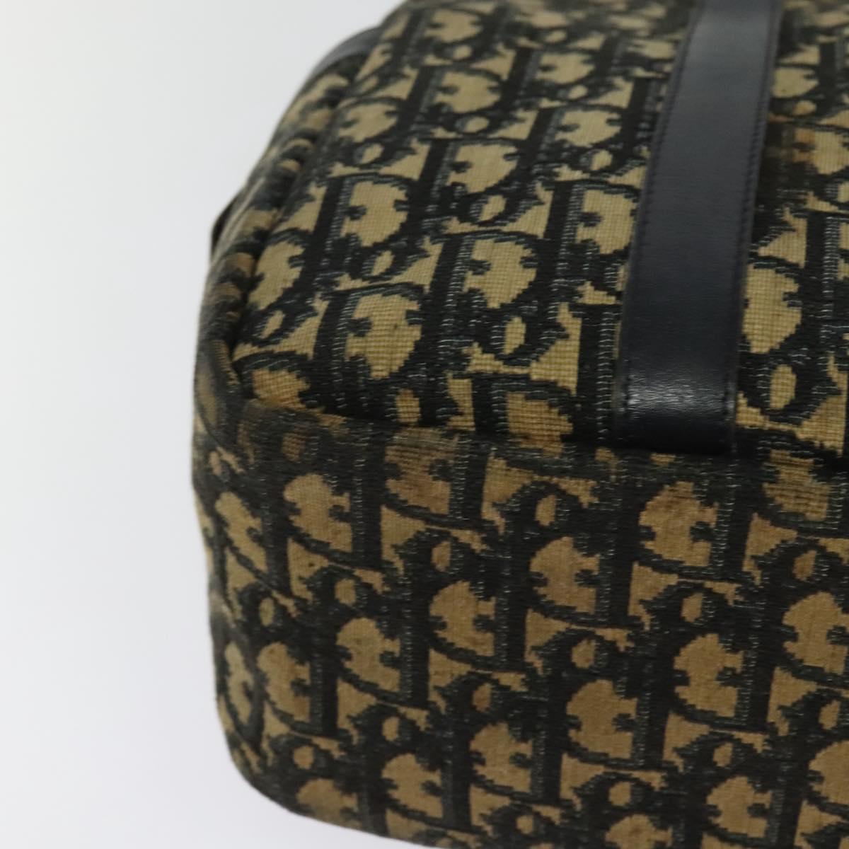 Christian Dior Trotter Canvas Hand Bag Navy Gold Auth 122491