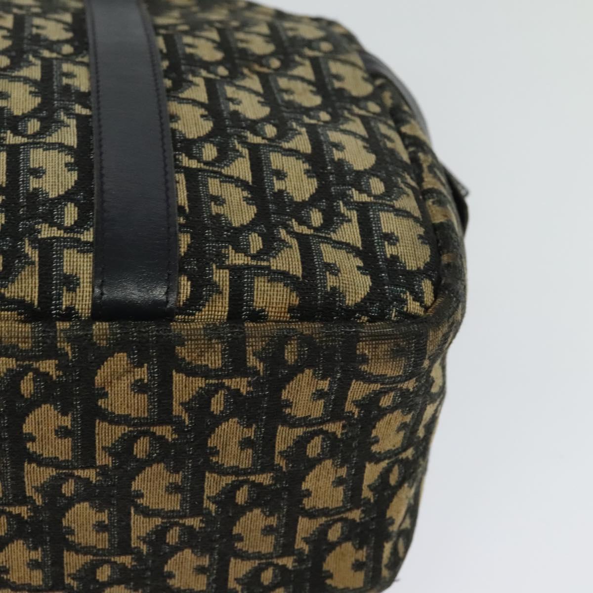 Christian Dior Trotter Canvas Hand Bag Navy Gold Auth 122491