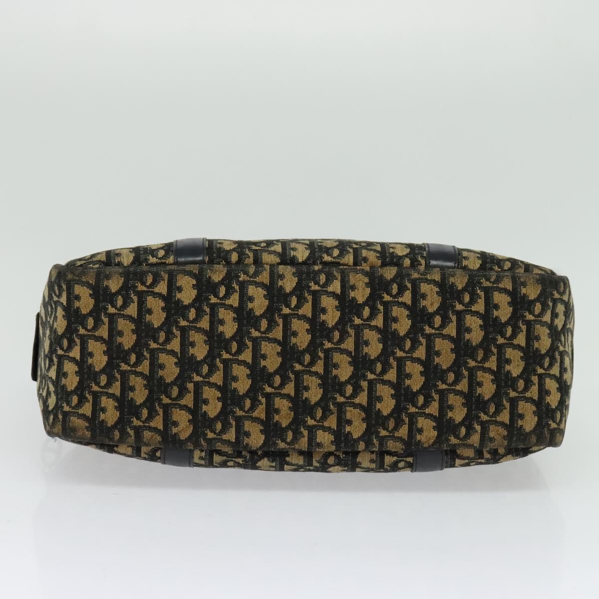 Christian Dior Trotter Canvas Hand Bag Navy Gold Auth 122491