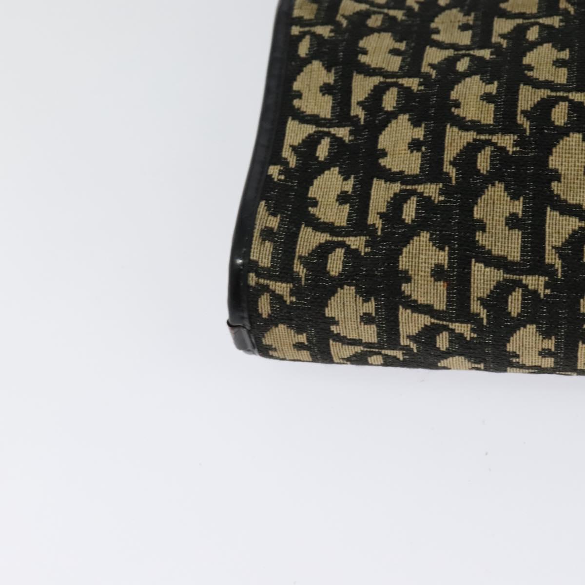 Christian Dior Trotter Canvas Shoulder Bag Navy Gold Auth 122509