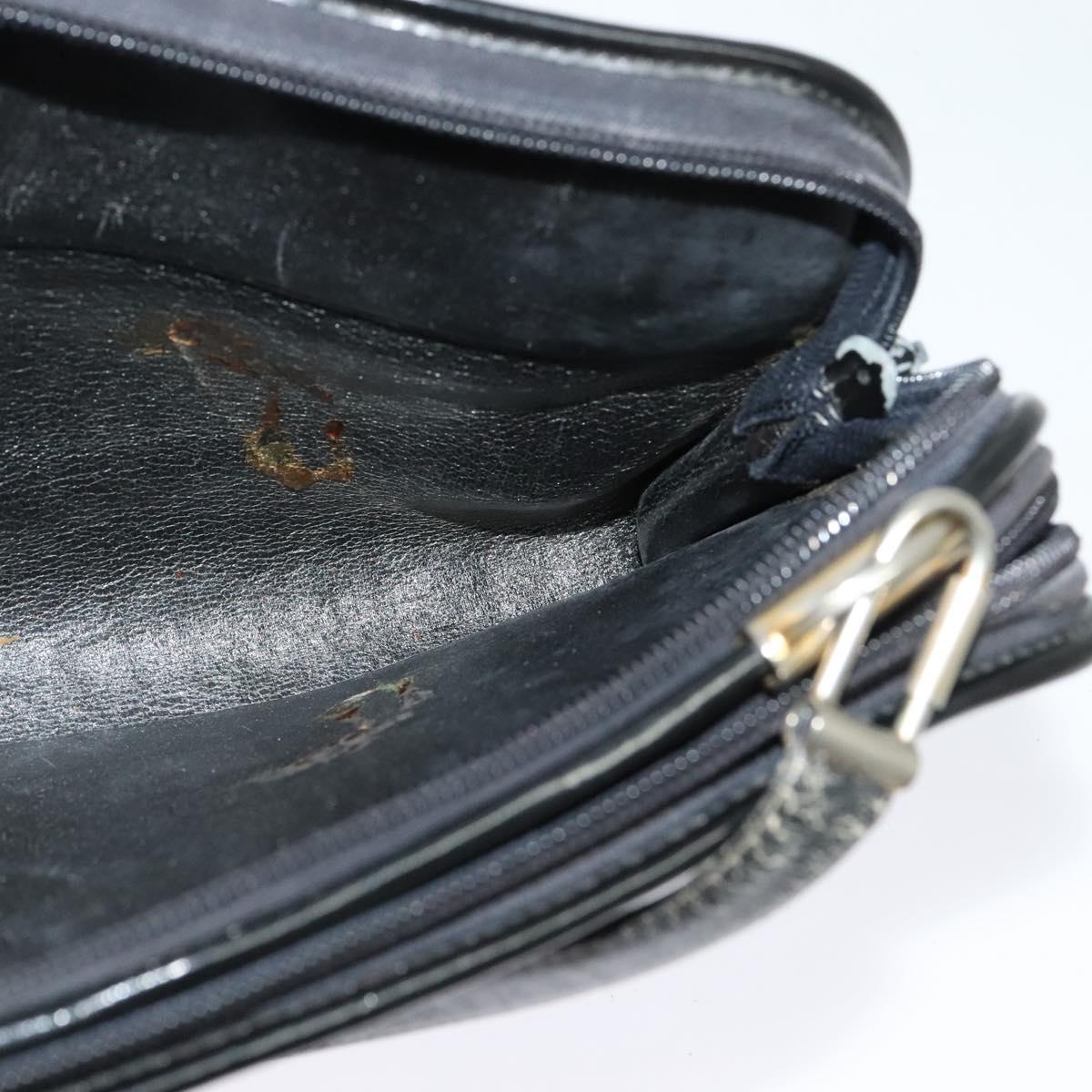 Christian Dior Trotter Canvas Shoulder Bag Navy Gold Auth 122509