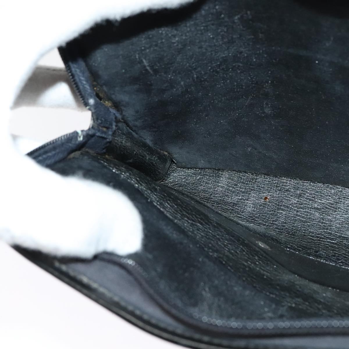 Christian Dior Trotter Canvas Shoulder Bag Navy Gold Auth 122509