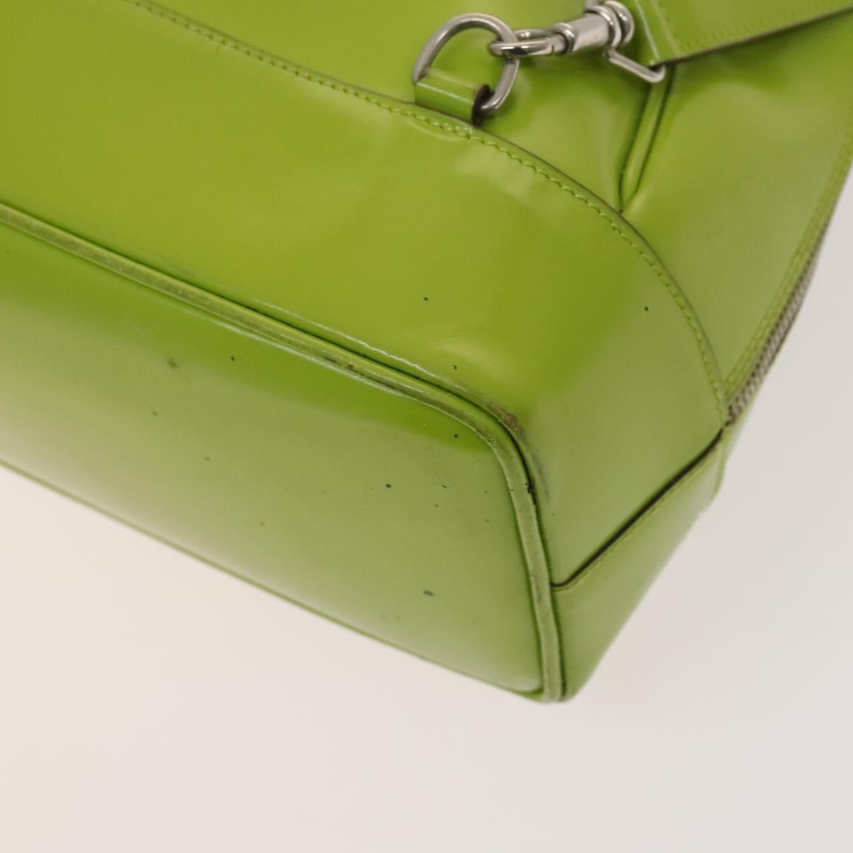 GUCCI Bamboo Body Bag Patent leather Green Auth 122510