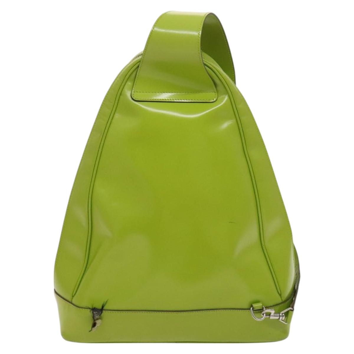 GUCCI Bamboo Body Bag Patent leather Green Auth 122510