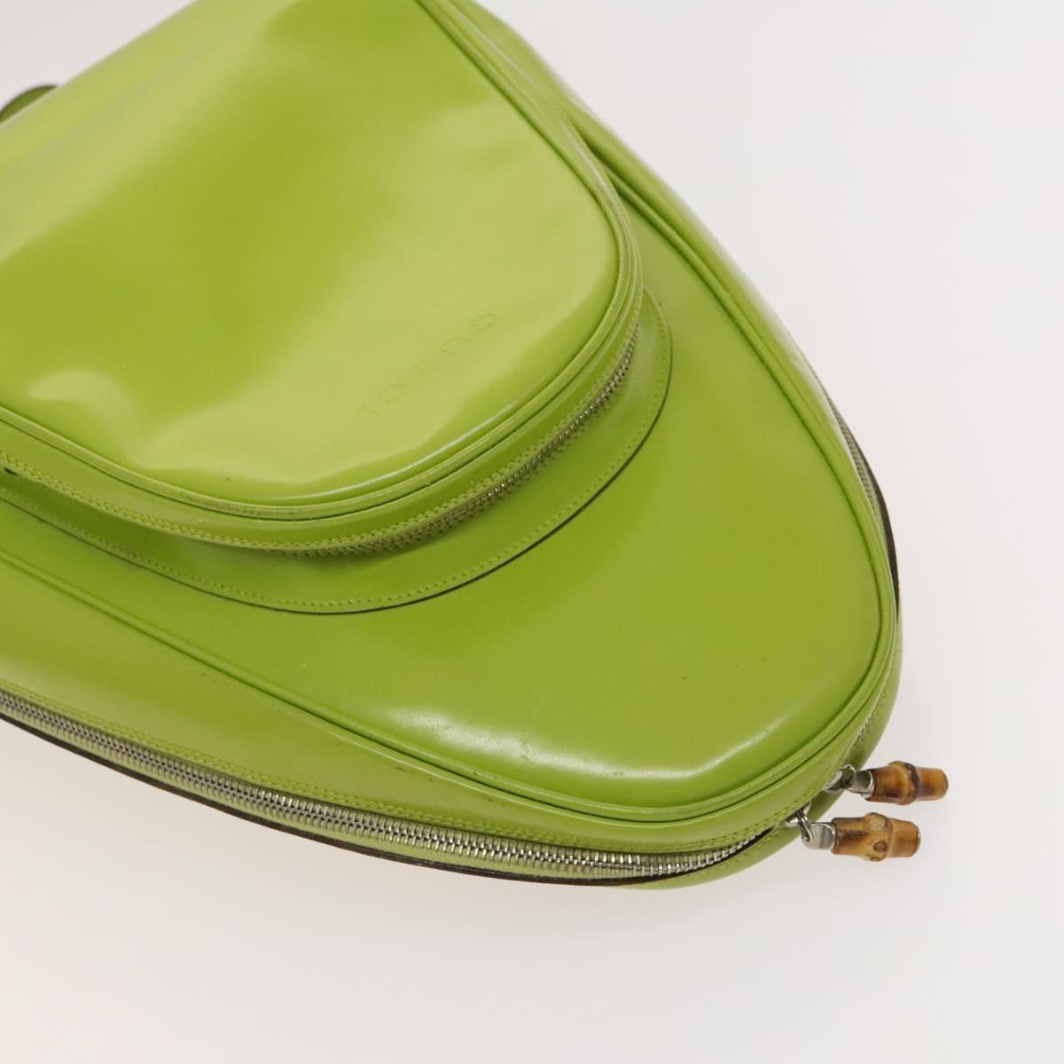 GUCCI Bamboo Body Bag Patent leather Green Auth 122510