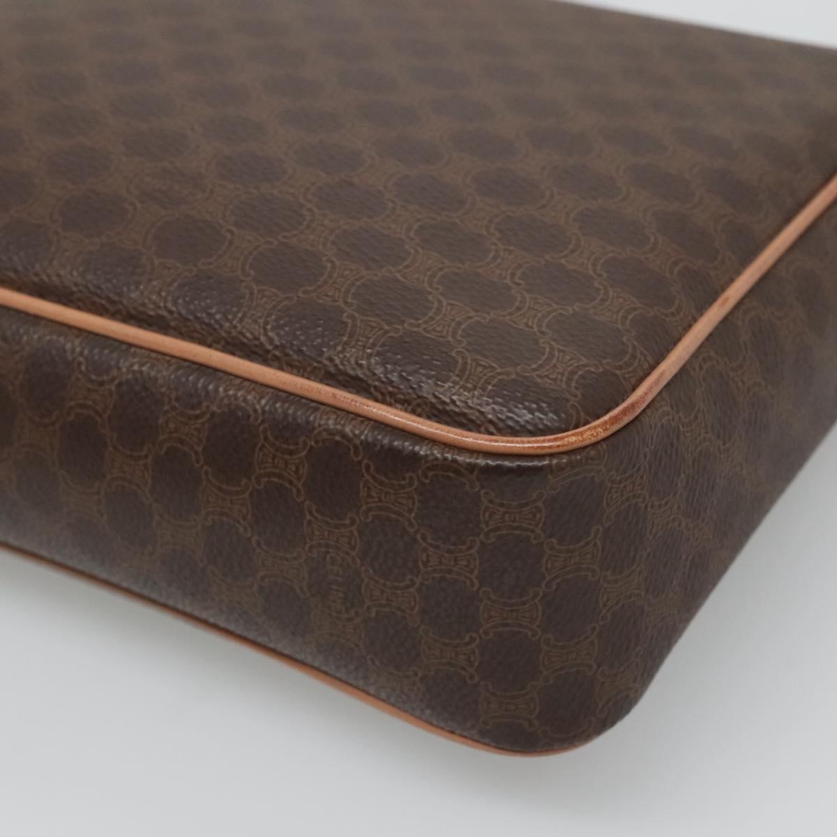 CELINE Macadam Canvas Shoulder Bag PVC Leather Brown Gold Auth 122540