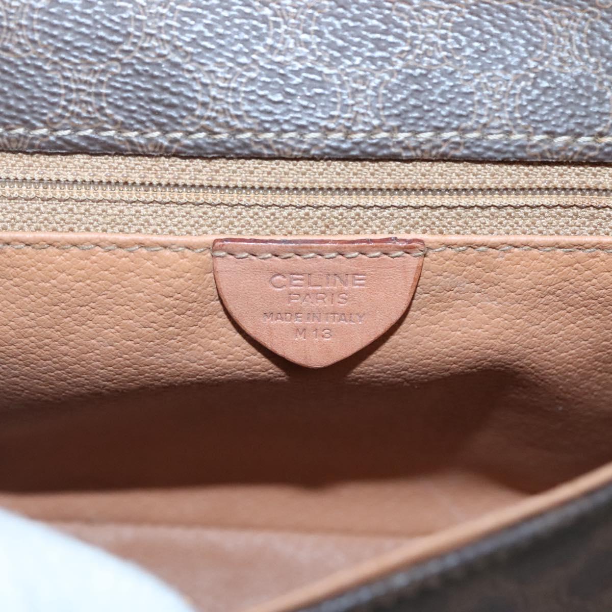 CELINE Macadam Canvas Shoulder Bag PVC Leather Brown Gold Auth 122540