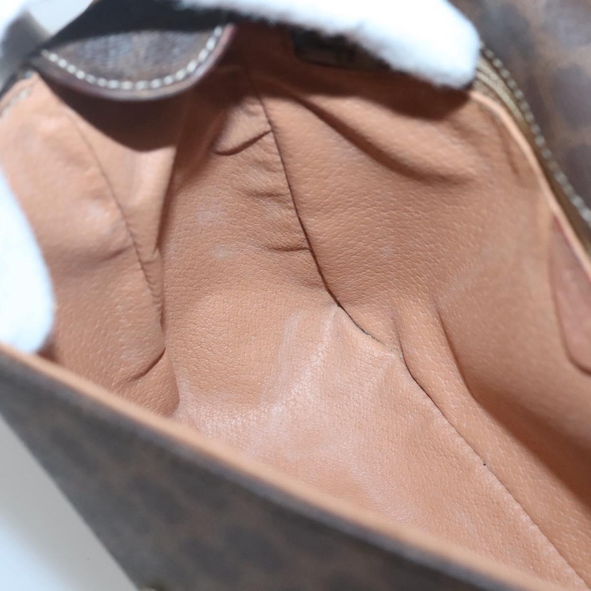 CELINE Macadam Canvas Shoulder Bag PVC Leather Brown Gold Auth 122540