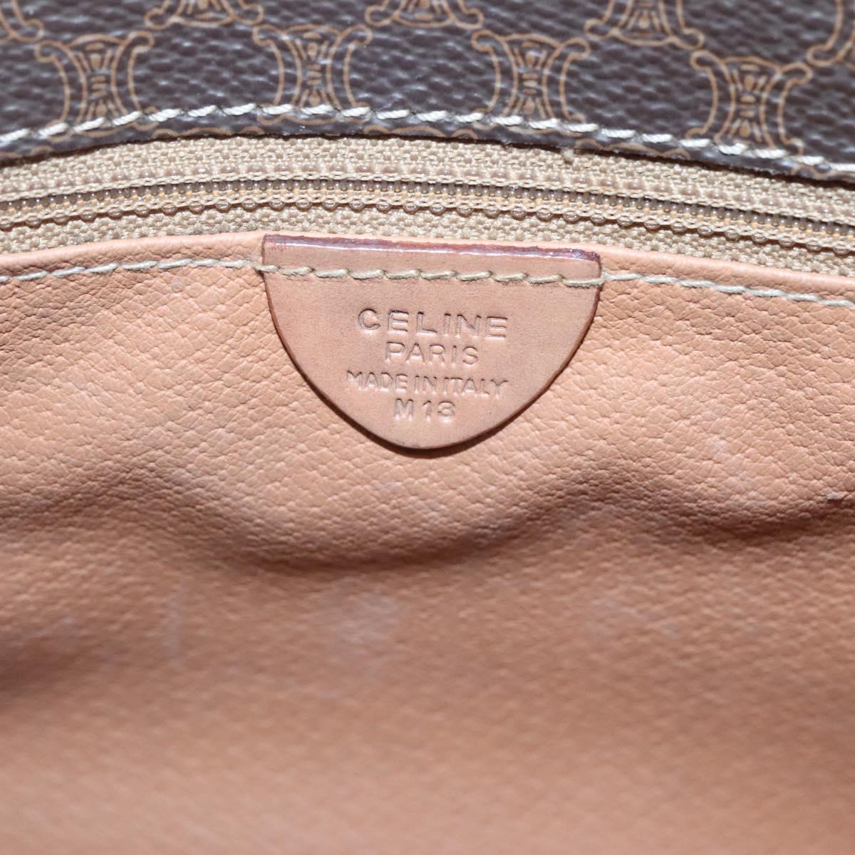 CELINE Macadam Canvas Shoulder Bag PVC Leather Brown Gold Auth 122541