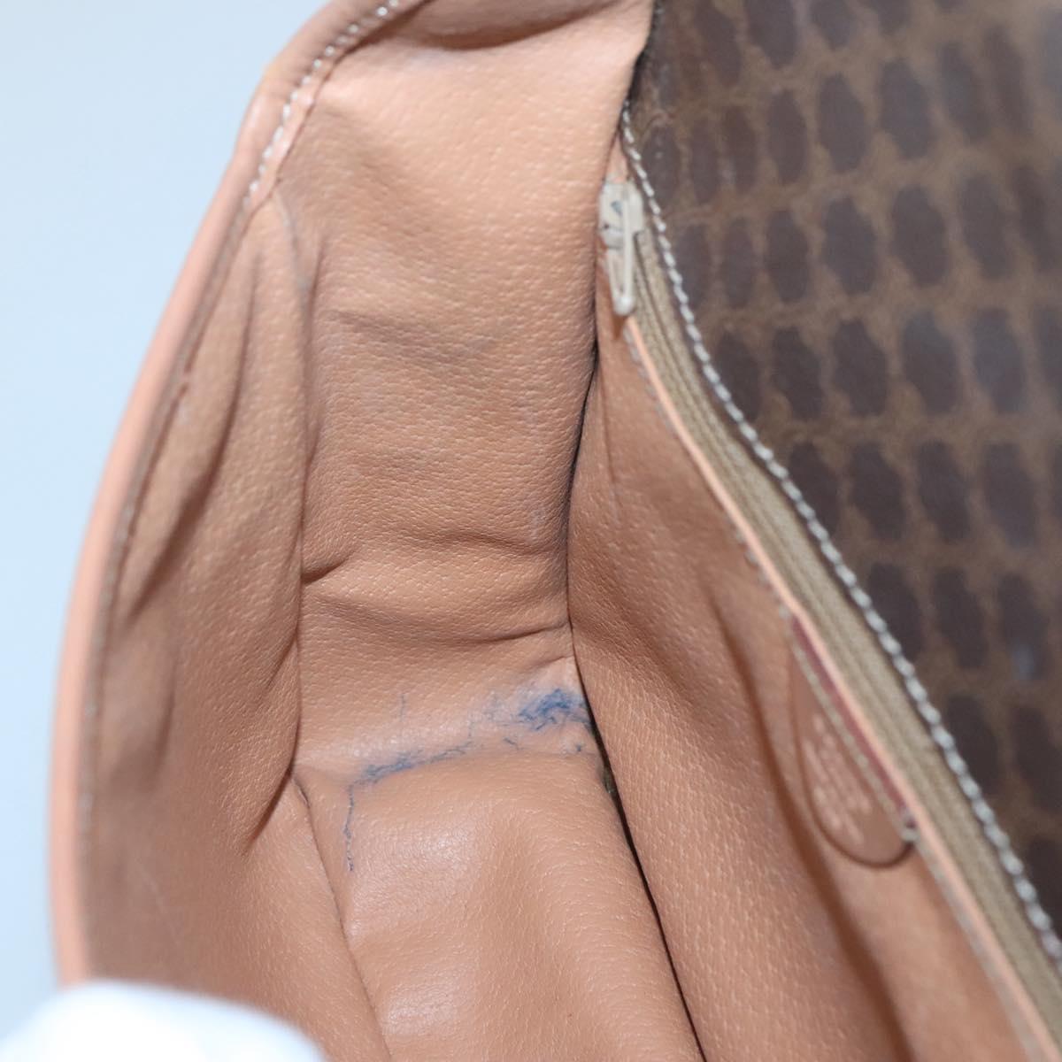 CELINE Macadam Canvas Shoulder Bag PVC Leather Brown Gold Auth 122541