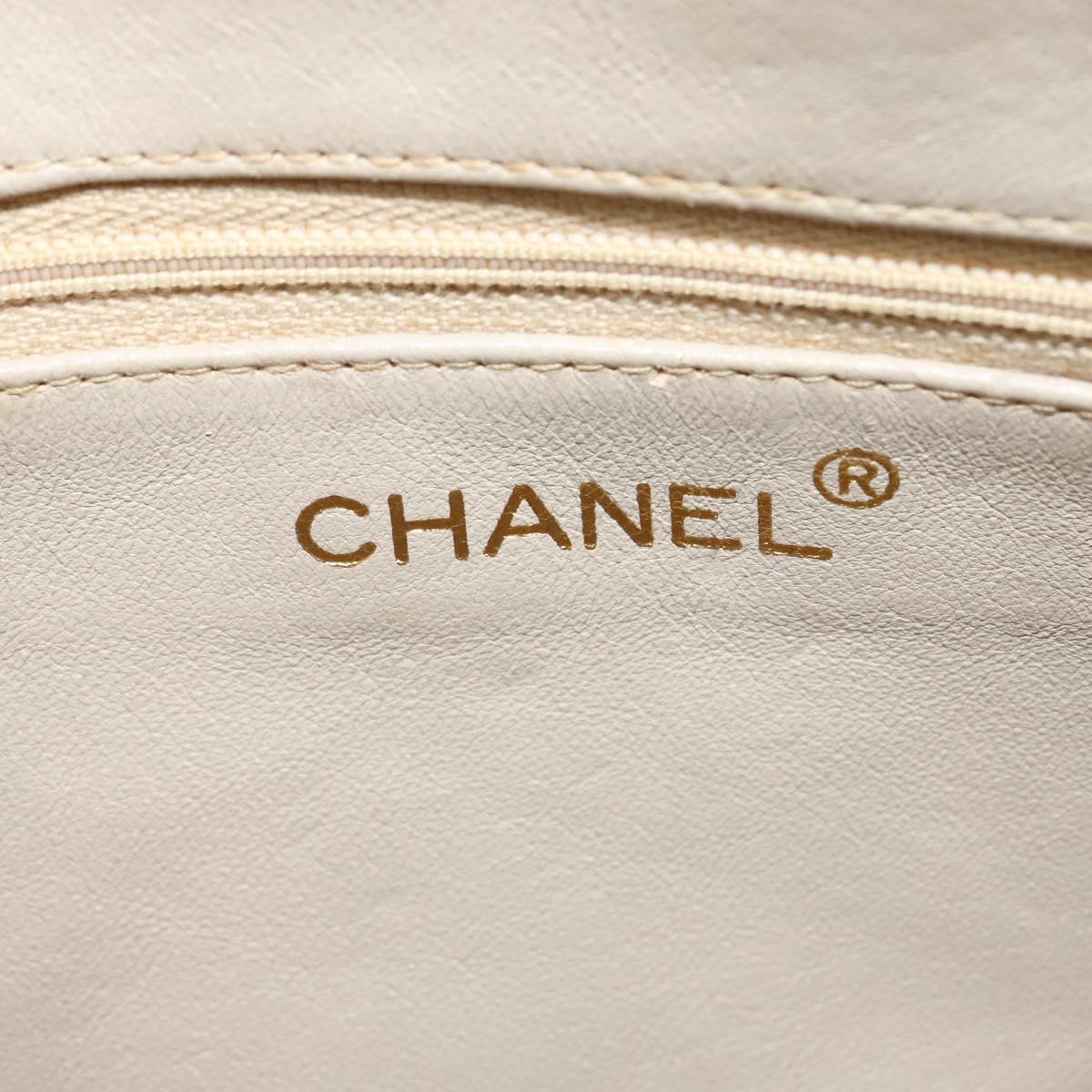 CHANEL Matelasse Chain Shoulder Bag Satin Beige Gold CC Auth 122544A