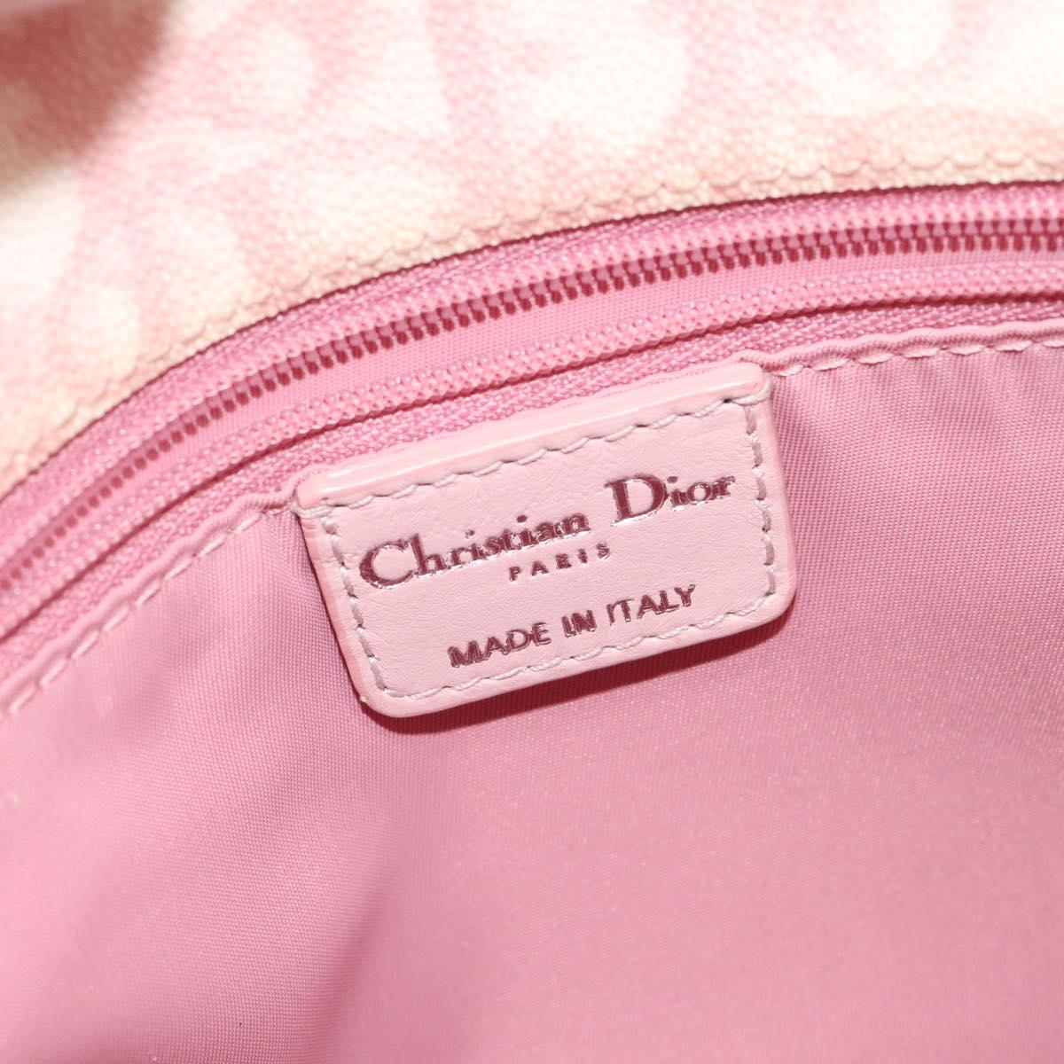 Christian Dior Trotter Canvas Romantic Chain Bag PVC Pink Silver Auth 122553