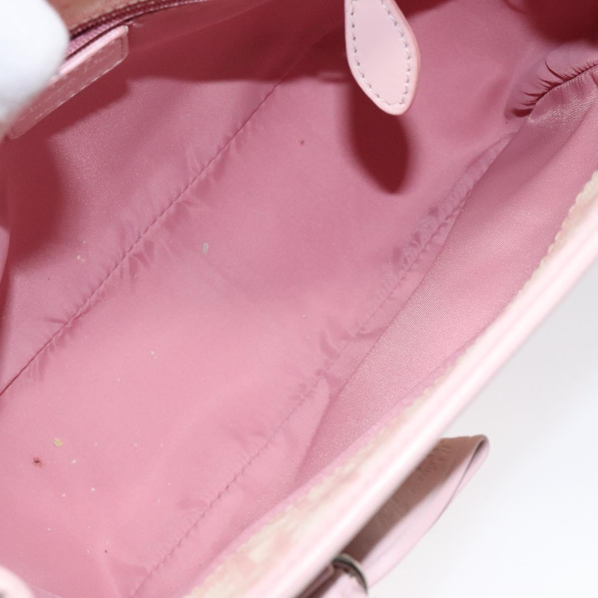 Christian Dior Trotter Canvas Romantic Chain Bag PVC Pink Silver Auth 122553