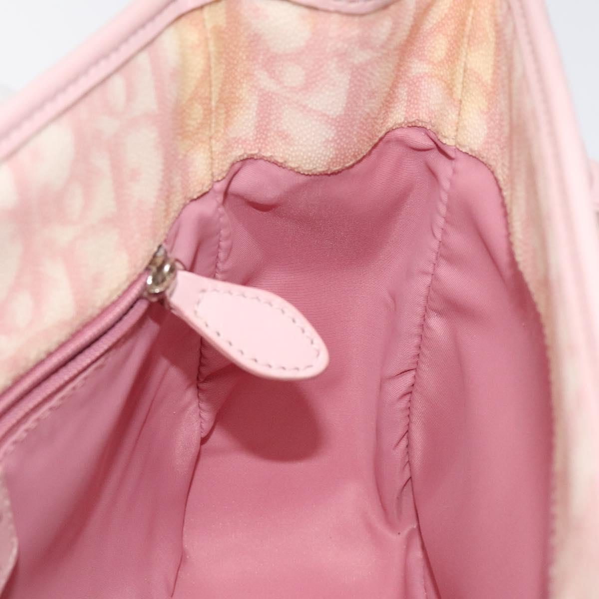 Christian Dior Trotter Canvas Romantic Chain Bag PVC Pink Silver Auth 122553